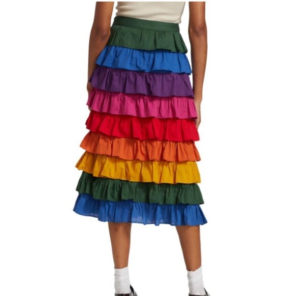 Farm Rio Colorblocked Tiered Midi Skirt - Size XS - Picture 5 of 13